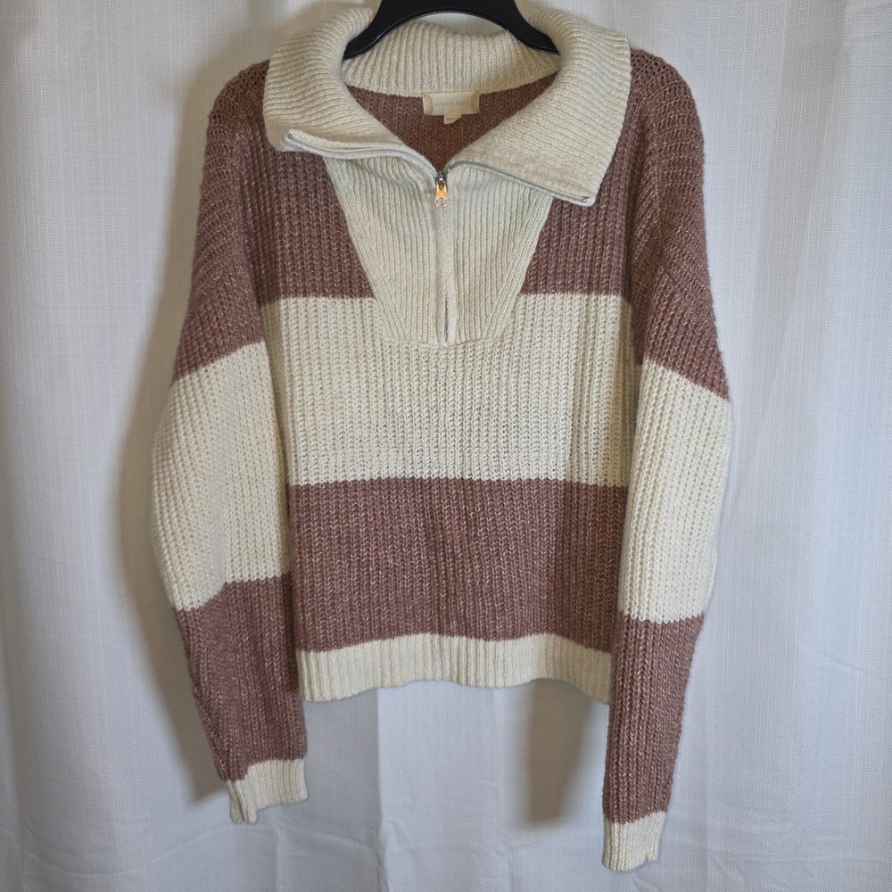 Altar'd State Sweater Womens Large Multicolor Half Zip Cropped Wool Blend